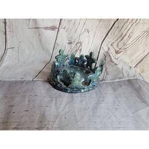 handmade ceramic Circle of Friends candleholder Green And Blue Chip Read
